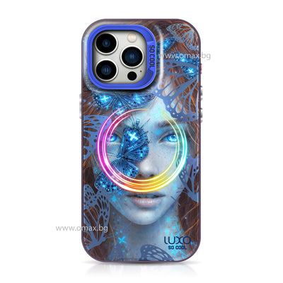 Husa telefon MagSafe pentru Apple iPhone 13 / iPhone 14, model Butterfly Girl