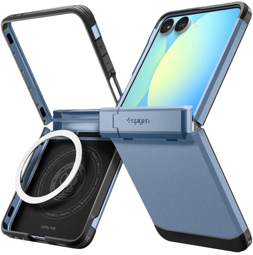 Husa tip carte Spigen compatibila cu Galaxy Z Flip 7, Antisoc, PVC, Albastru