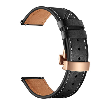 Curea piele compatibila cu Watch 4 40mm, Watch 4 44mm, Negru