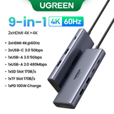 Hub USB-C 9-in-1 UGREEN CM498 pentru laptop si PC, Gri