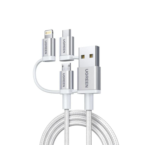 Cablu de date UGREEN USB-C la Lightning la Micro-USB la USB-A, 1.5 m