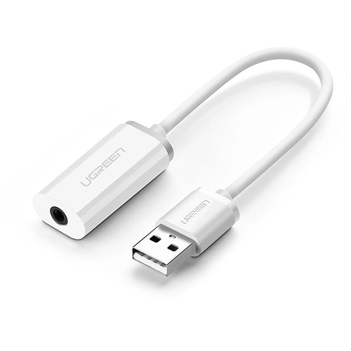 Adaptor UGREEN USB-A la Jack 3.5mm, Placa de Sunet Externa, Alb – US206