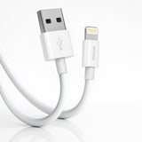 Cablu de date USB-A - Lightning pentru Apple iPhone, 1 m, Alb