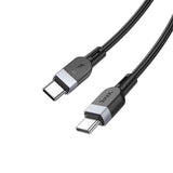 Cablu de date HOCO X109 Type-C la Type-C, 1m, 60W, Silicon, Negru