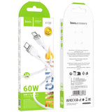 Cablu de date HOCO X109 Type-C la Type-C, 1m, 60W, Alb