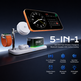 Incarcator wireless magnetic 3 in 1 cu speaker, lumina si ceas XO CX045, 25W, Alb