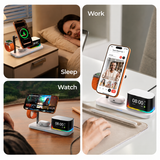 Incarcator wireless magnetic 3 in 1 cu speaker, lumina si ceas XO CX045, 25W, Alb