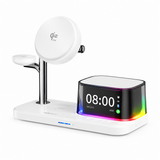 Incarcator wireless magnetic 3 in 1 cu speaker, lumina si ceas XO CX045, 25W, Alb