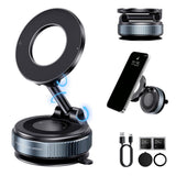 Suport Auto Magnetic cu Ventuza XO C169 – Blocare Manuala, Negru