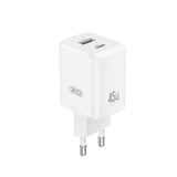 Incarcator retea XO CE36 GaN 45W, USB-A + USB-C, cablu Type-C la Type-C inclus, Alb