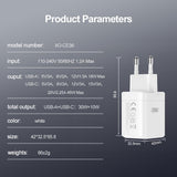 Incarcator retea XO CE36 GaN 45W, USB-A + USB-C, cablu Type-C la Type-C inclus, Alb