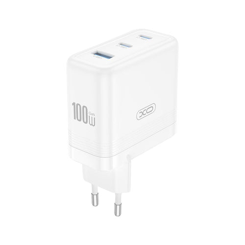 Incarcator XO CE35 220V 100W, 1x USB-A + 2x USB-C, GaN, Alb