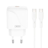 Incarcator XO 220V 20W cu USB-C si Cablu USB-C la USB-C pentru priza, Alb