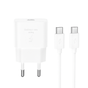 Incarcator XO 220V 20W cu USB-C si Cablu USB-C la USB-C pentru priza, Alb
