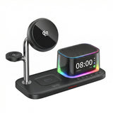 Incarcator wireless magnetic 3 in 1 cu speaker, lumina si ceas XO CX045, 25W, Negru