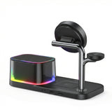 Incarcator wireless magnetic 3 in 1 cu speaker, lumina si ceas XO CX045, 25W, Negru