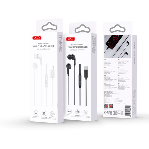 Casti In-Ear XO cu Microfon, Conector USB-C, alb - EP82