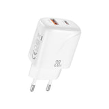 Incarcator XO 20W, 220V, 1x USB-A + 1x USB-C, Alb