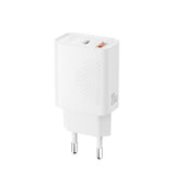 Incarcator XO 20W, USB-A + USB-C, 220V, Alb
