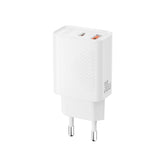 Incarcator XO 30W, USB-C + USB-C, 220V, Alb