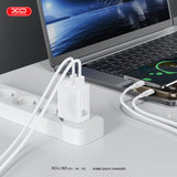 Incarcator XO 30W, USB-C + USB-C, 220V, Alb