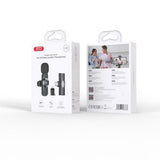 Microfon XO MC13, fara fir, cu anulare zgomot, conectori Type-C/Lightning, Negru
