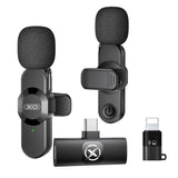 Microfon XO MC14 Dual wireless cu anulare zgomot, conector Type-C/Lightning, Negru