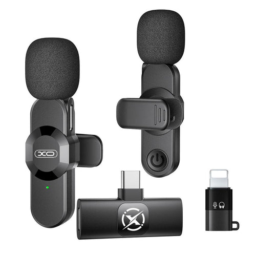 Microfon XO MC14 Dual wireless cu anulare zgomot, conector Type-C/Lightning, Negru