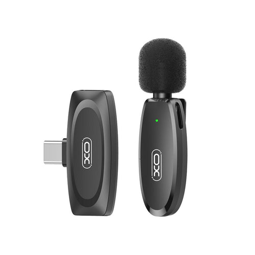 Microfon wireless XO MKF08A, cu reducere zgomot AI, conector Type-C, Negru