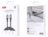 Cablu de date XO NB-Q264A Type-C la Type-C, 1 m, 240W, Împletit, Negru