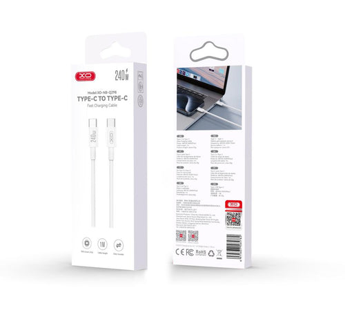 Cablu de date XO NB-Q298 Type-C la Type-C, 240W, 1m, Alb