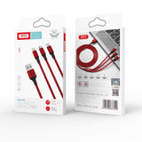 Cablu de date XO USB-C la Lightning la Micro-USB la USB-A, 1.2 m