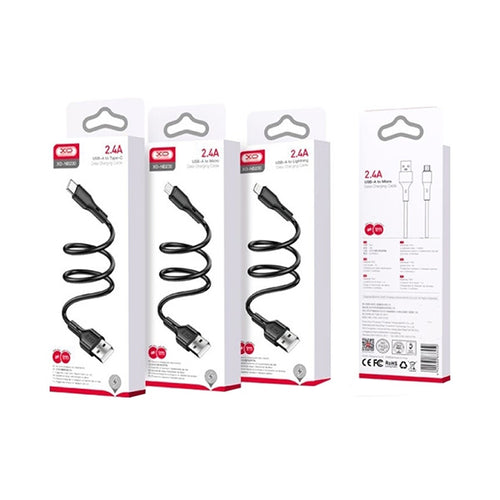Cablu de date XO NB230 USB-A la Lightning, 1 m, 2.4A, Negru