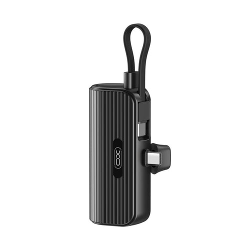 Power Bank XO PR220 5000 mAh 20W cu port USB-C și cablu Type-C integrat, Negru
