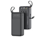 Power Bank XO PR280 30000 mAh, 10W, display digital, 4 cabluri integrate, Negru