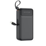 Power Bank XO PR280 30000 mAh, 10W, display digital, 4 cabluri integrate, Negru