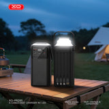 Power Bank XO PR285 30000 mAh, 22.5W, cu 4 cabluri incorporate si lanterna, Negru