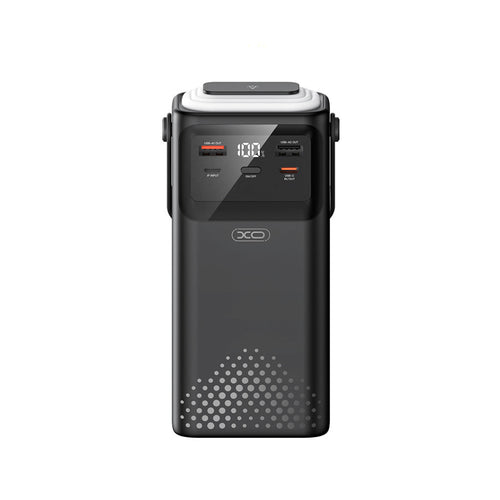 Power Bank XO PR285 30000 mAh, 22.5W, cu 4 cabluri incorporate si lanterna, Negru