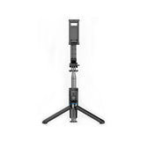 Trepied XO SS13 cu selfie stick si telecomanda Bluetooth, negru