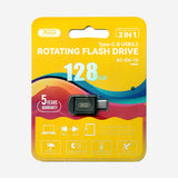 Memorie USB XO DK10, 128GB, USB 3.2 + Type-C, Gri