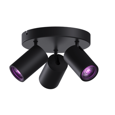 Plafoniera Calex Smart, 3 becuri GU10, 345 lumeni, rotire 3 directii, Alexa, Negru