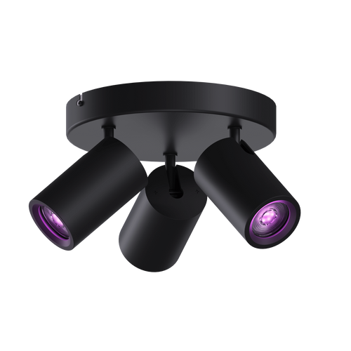 Plafoniera Calex Smart, 3 becuri GU10, 345 lumeni, rotire 3 directii, Alexa, Negru