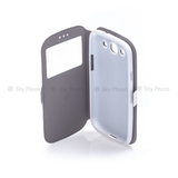 Husa tip carte OEM compatibila cu Sony Xperia M4 Aqua, MagSafe/Magnetic, piele, Alb