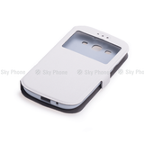 Husa tip carte OEM compatibila cu Sony Xperia M4 Aqua, MagSafe/Magnetic, piele, Alb