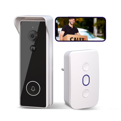 Sonerie video Calex Smart 2K, WiFi, difuzor wireless, Negru