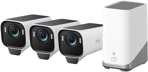 Sistem supraveghere wireless eufy S3 Pro 4K, BionicMind, MaxColor Vision, Panou Solar, Homebase 3 + 3 camere