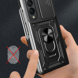 Husa cu inel OEM compatibila cu Galaxy Z Fold 6, Antisoc, silicon, Negru