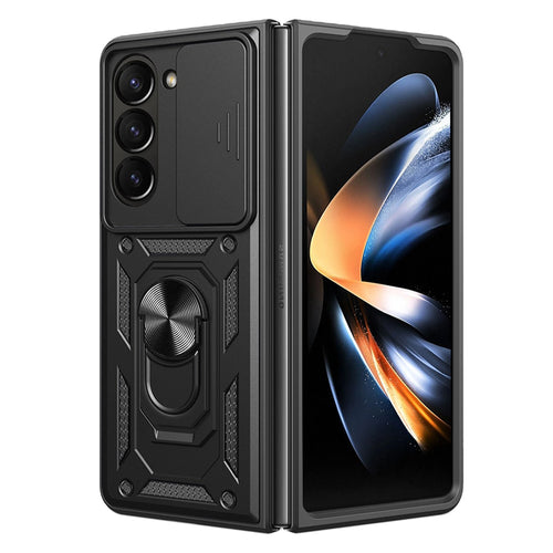 Husa cu inel OEM compatibila cu Galaxy Z Fold 6, Antisoc, silicon, Negru
