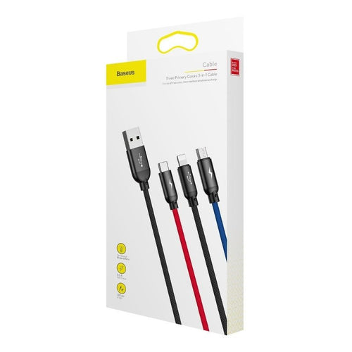 Cablu de date Baseus USB-C la Lightning la Micro-USB la USB-A, 1.2 m