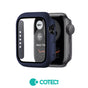 Husa Coteci Pc Sticla Temperata 9d pentru Apple Watch 45mm Albastra
